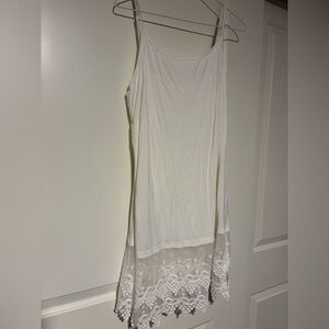 Kate Kason White & Black Lace Hem Slip Undershirt for Layering